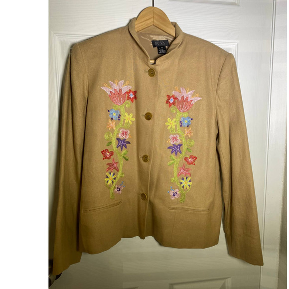 Mak New York Linen and rayon tan blazer size 12 - Picture 1 of 8